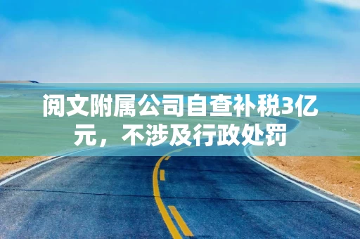 阅文附属公司自查补税3亿元，不涉及行政处罚