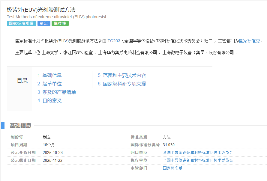 填补空白!EUV光刻胶标准立项 技术突破好消息不断(附股)