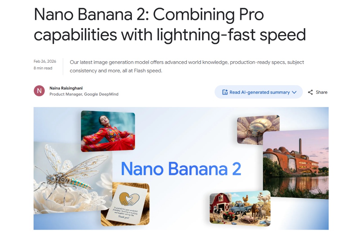 谷歌Nano Banana 2亮相:专业能力全面下放 成本腰斩一半
