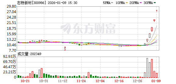 志特新材20CM五连板成今年首只翻倍股 盘中创历史新高A股名单一览